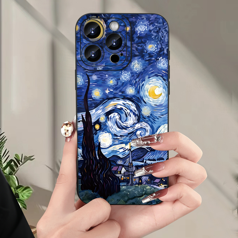 TEMU para teléfono móvil con de pintura al óleo creativa de gran venta para IPHONE 16 15 14 13 12 11 XS XR X 7 8 Plus Pro