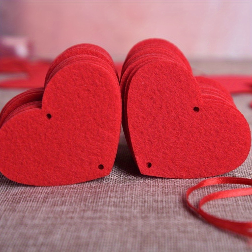 TEMU 20 Red Heart Felt Garlands - No Diy - Valentine's Day Red Heart Hanging Rope Garlands - Valentine's Day Decorations - Valentine's Day Wedding