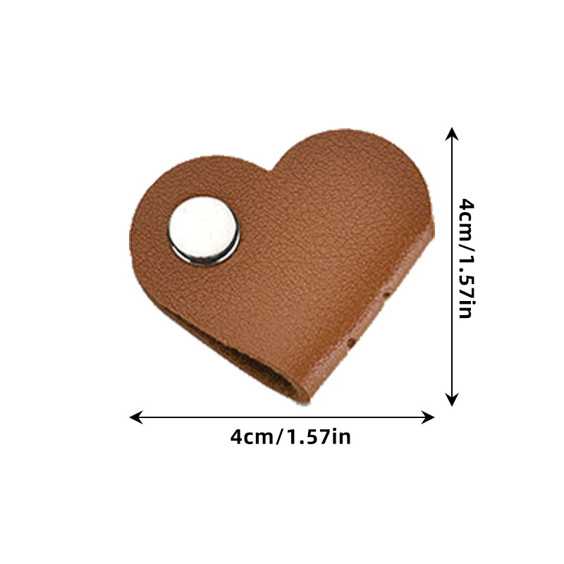 15pcs Heart-Shaped Faux Leather Cable Straps in Random Colors