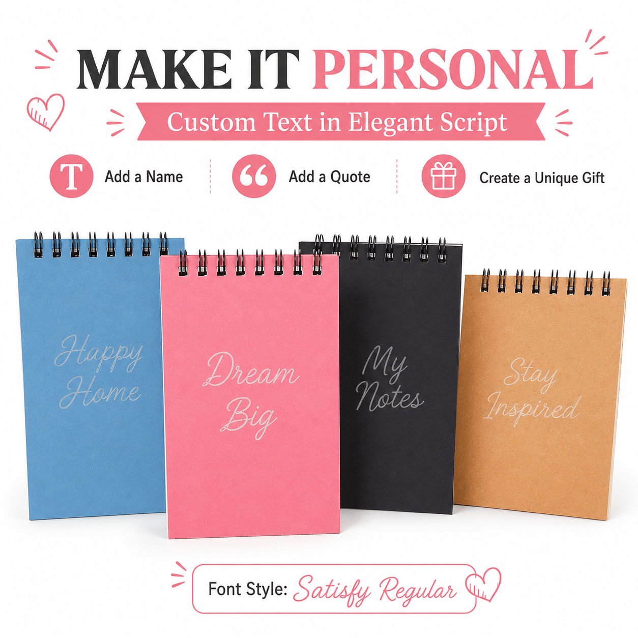 Customizable A7 Pocket-Sized Spiral-Bound Notebook with Lined Pages