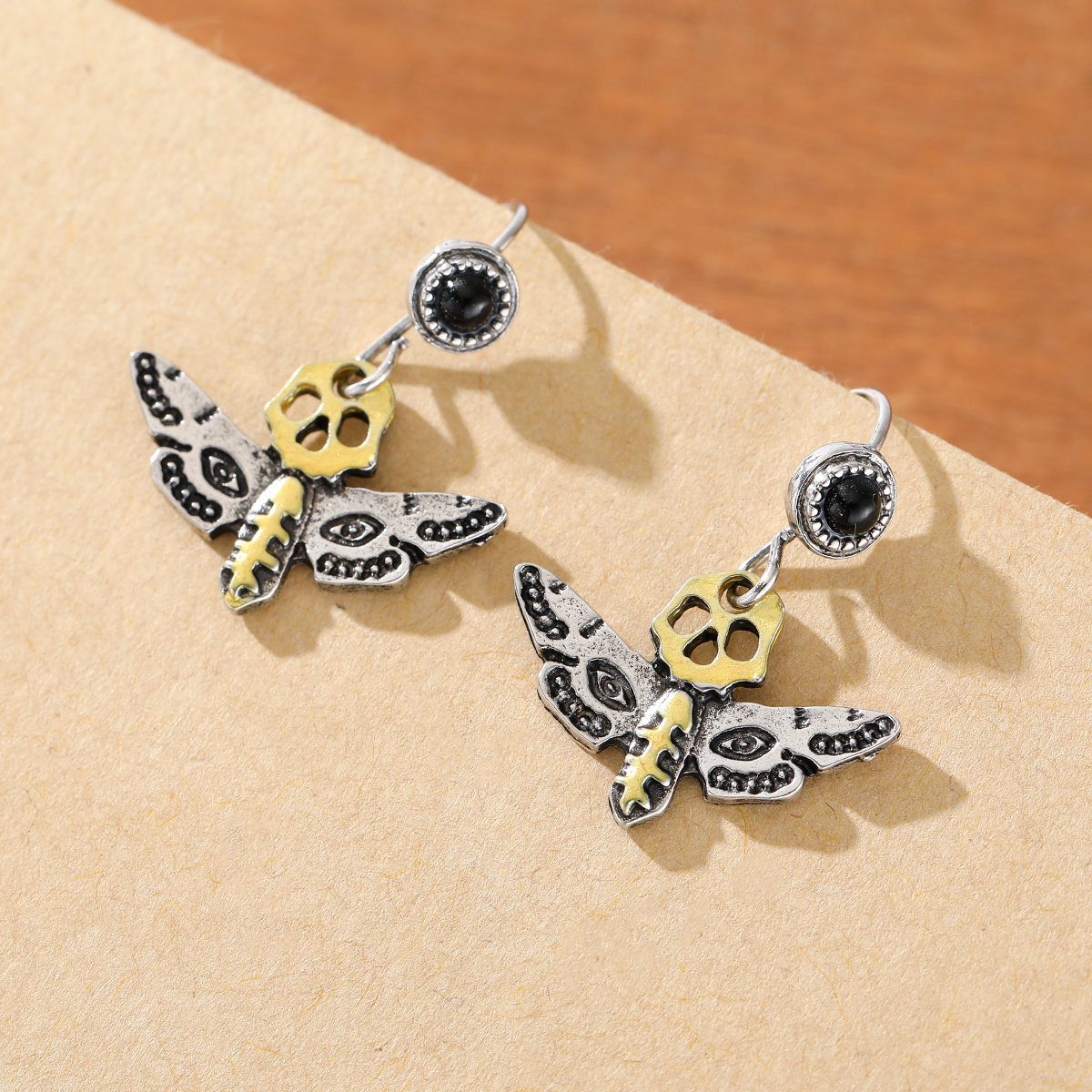 Niche Punk-Style Vintage Skull Butterfly Earrings for Women