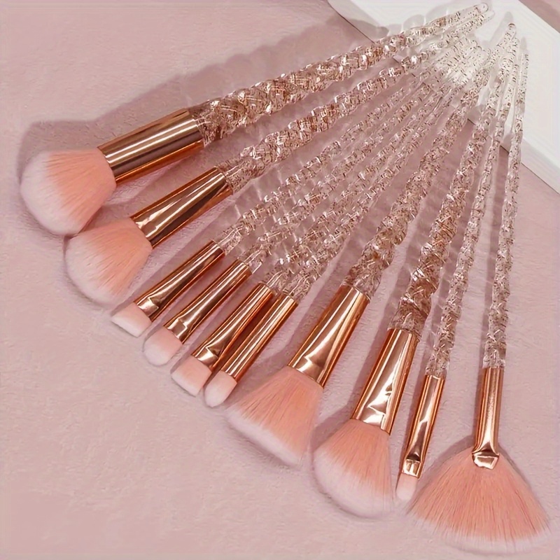10pcs Professional Makeup Brush Set Compatible For Types - Nylon Bristle & Abs Handle Eyeliner, Eyeshadow, Lip Brushes - Kit For Skin, Professional Or Use (10 Brushes)