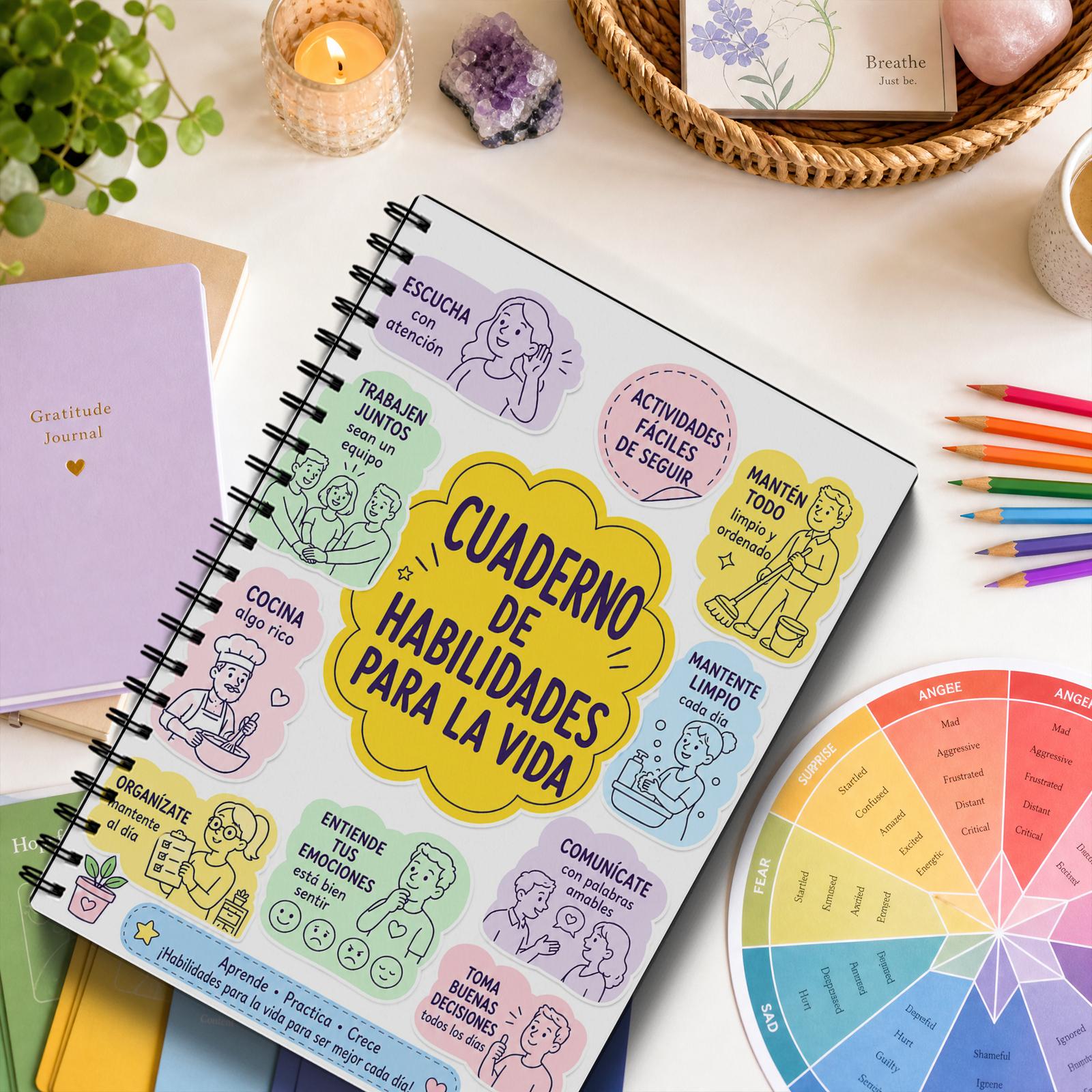 TEMU Cuaderno de habilidades para en español para adolescentes y adultos, cuaderno de adultez con gestión del , , habilidades de comunicación,