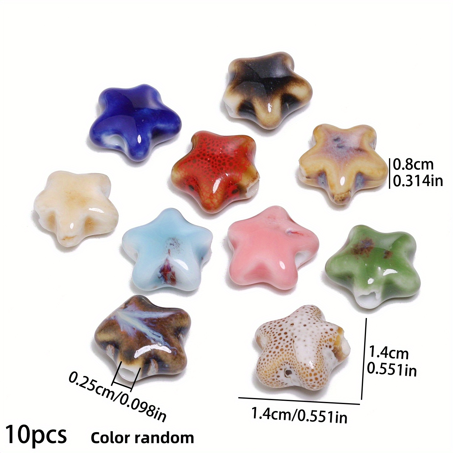 10pcs 14mm Mixed Shaped Ceramic Beads, Fashion Loose Beads, Suitable For Jewelry Making Exquisite Bracelets, Necklaces, Earrings, Handicraft Additions, Men's And Women's Gifts