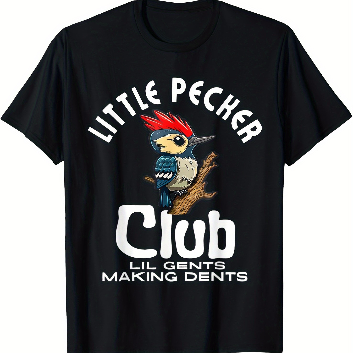 

Lil Gents Making " Woodpecker Print Men's T-shirt - Casual Cotton, Crew Neck, Short Sleeve Tee For Summer