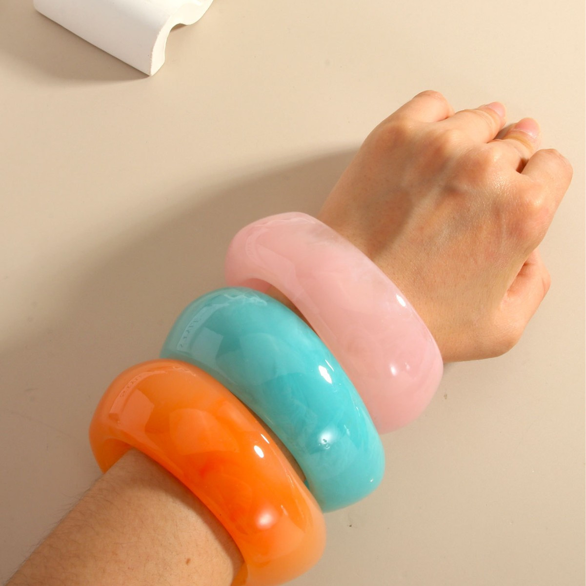 Boho Resin Bracelet Geometric Arc Gradient Colors Lightweight Durable All Season