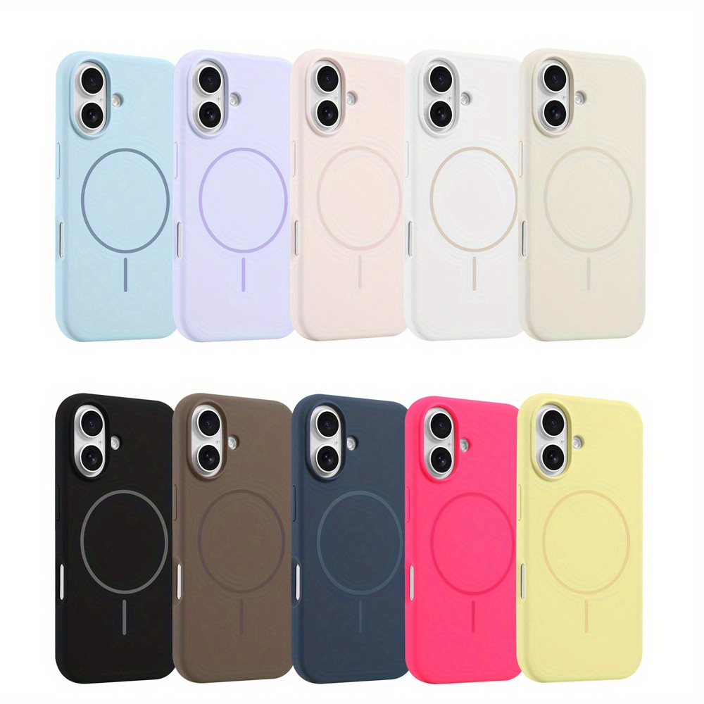 Matte Liquid Silicone Back Case, Magnetic Wireless Charging Cover, Soft Gel Shockproof Phone Shell Compatible with For iPhone 16 Pro Max 15 14 13 12 11 Pro Max Plus Models