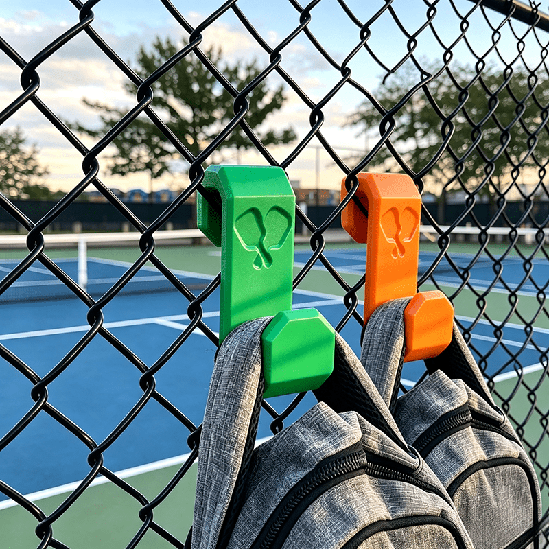TEMU 2pcs Creative Tennis/pickleball Court Hooks - Wall-mounted Fence Hooks, Suitable For Outdoor Sports Storage, Plastic Material With Tennis And