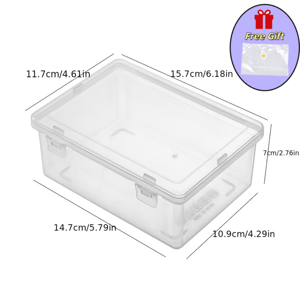 TEMU 2pcs Combination Set (1pc Large Capacity Transparent Plastic Storage For Box And 1pc Free Storage Bag) Desktop Storage Organizer, , Rectangular