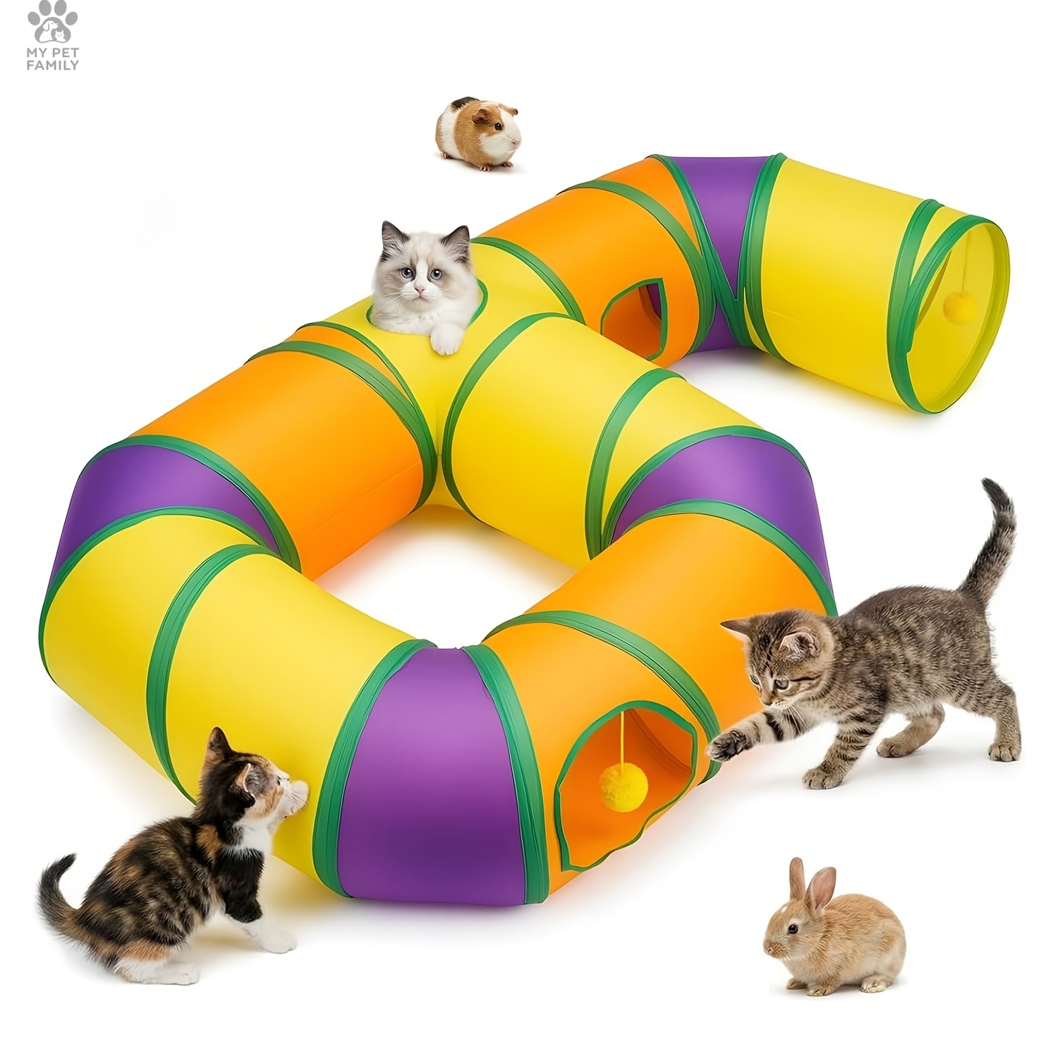 2pcs Large Foldable Small Animal Tunnel Set with Maze Design