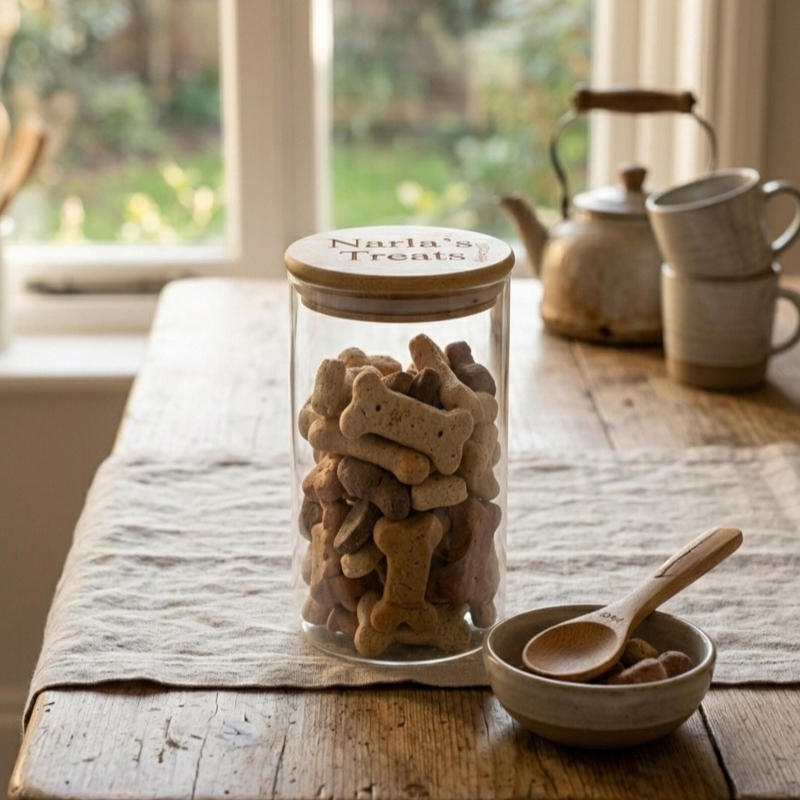 Personalized Engravable Glass Pet Treat Jar