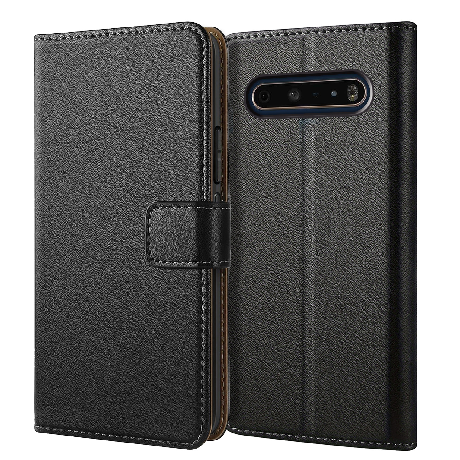 TEMU Funda para Teléfono - Funda Tipo Billetera Protectora para LG , con Soporte, Hecha de Cuero Sintético Negro con Ranura para Tarjetas