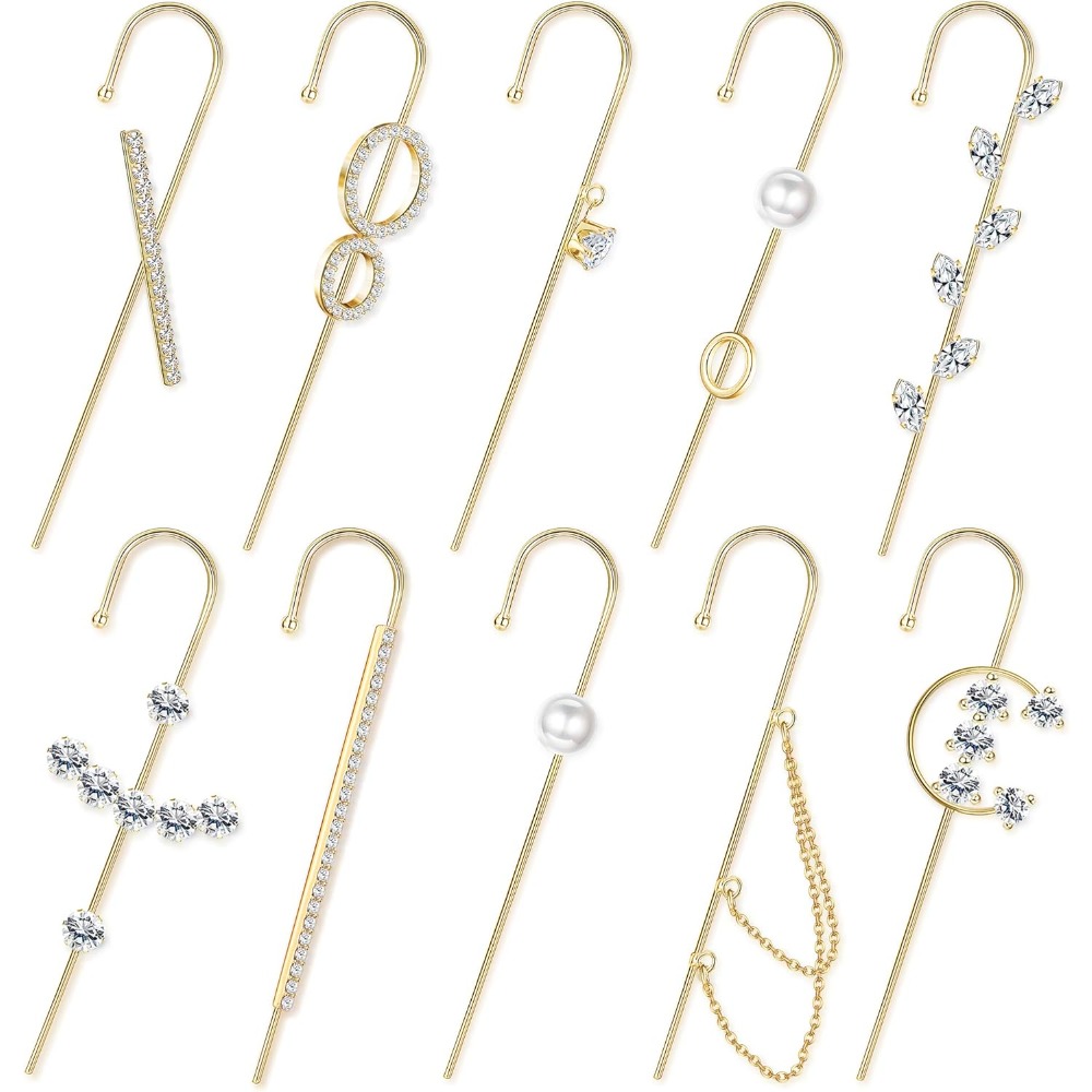 Image of Set Of 10 Ear Hook , Perfect For Climbing And Piercing, Stylish Body Jewelry Suitable For Everyday Use And Celebrations