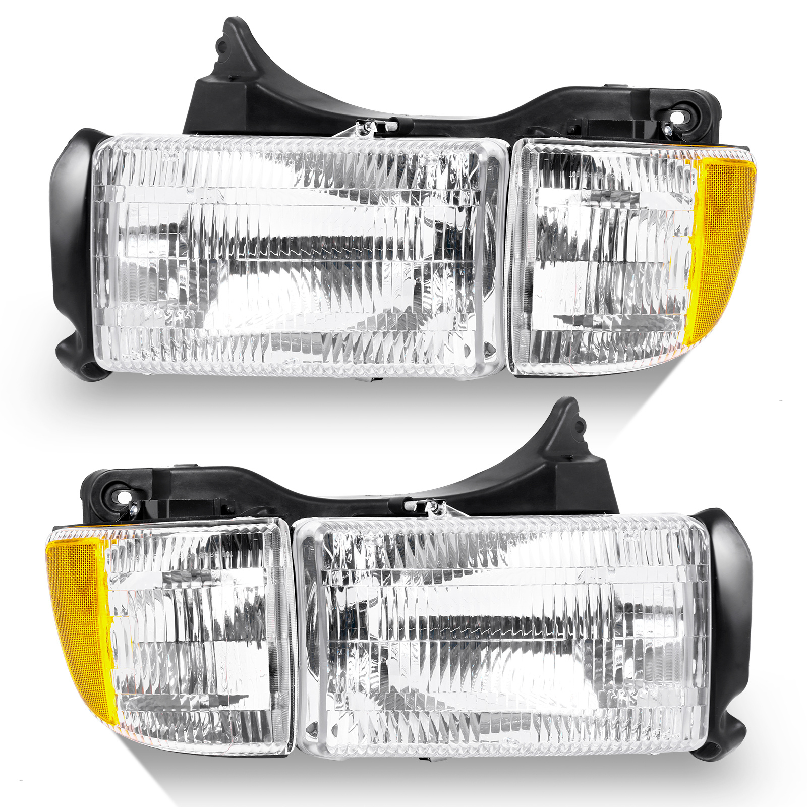 For For Headlights From 1994 To 2002, Featuring Chrome Housing And Clear Lenses With A Pattern (bulbs Not Included), Sold As A Pair For The Sides
