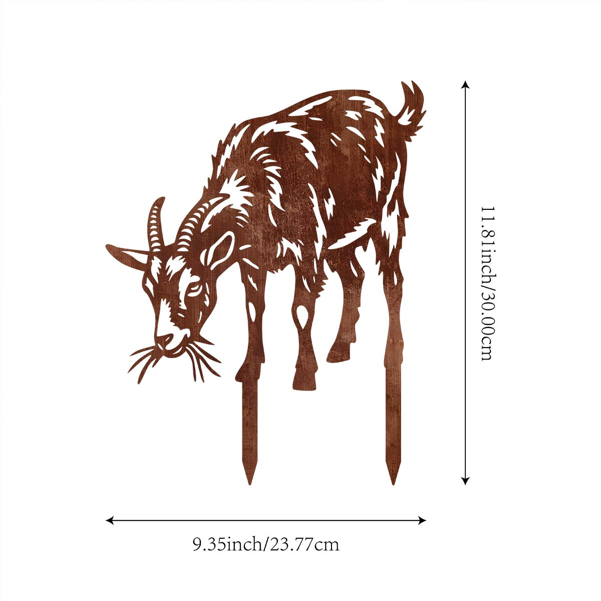 TEMU 【2d Flat】 [2d Flat] 1pc Rust Metal Goat Garden Decorative Stake, Metal Goat Outdoor Yard Lawn Decorative Stake, In Gardens, Lawns, Yards, , And