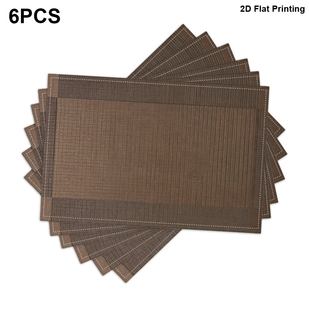 TEMU 4/6/8pcs Modern Minimalist Placemats: Deep Brown Geometric Border. Suitable For Kitchens, Dining Rooms, Cafés, Weddings, Gifts, And Home