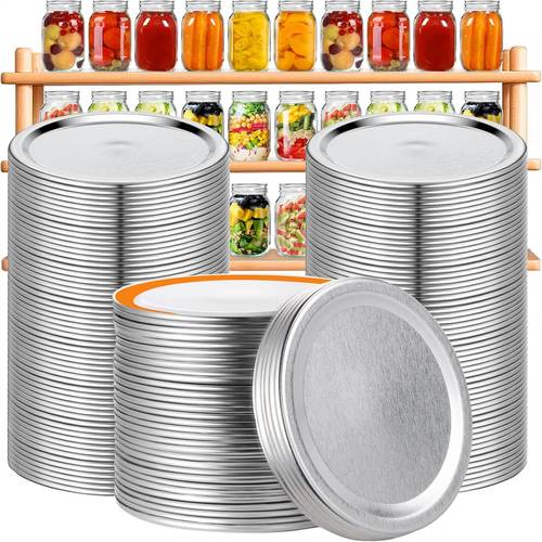 36pcs canning lids mason canning jar lids regular mouth reusable leak proof splittype lids silver jar secure caps bands with silicone seals ring food grade material antirust canning lids