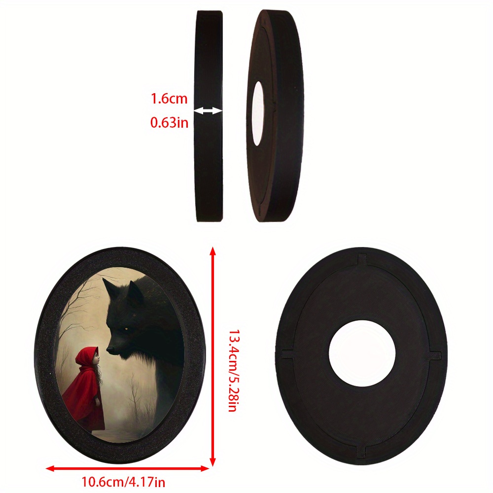 Image of Dark Fairy Tale Oval Art Photo Frame: Between And Wolf