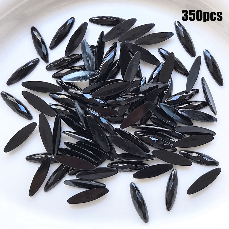 TEMU 350 pièces de strass acryliques bohèmes œil de cheval 0,4*1,5 cm/0,16*0,59 po, mélange de couleurs aléatoires, pour manucure DIY, bijoux,
