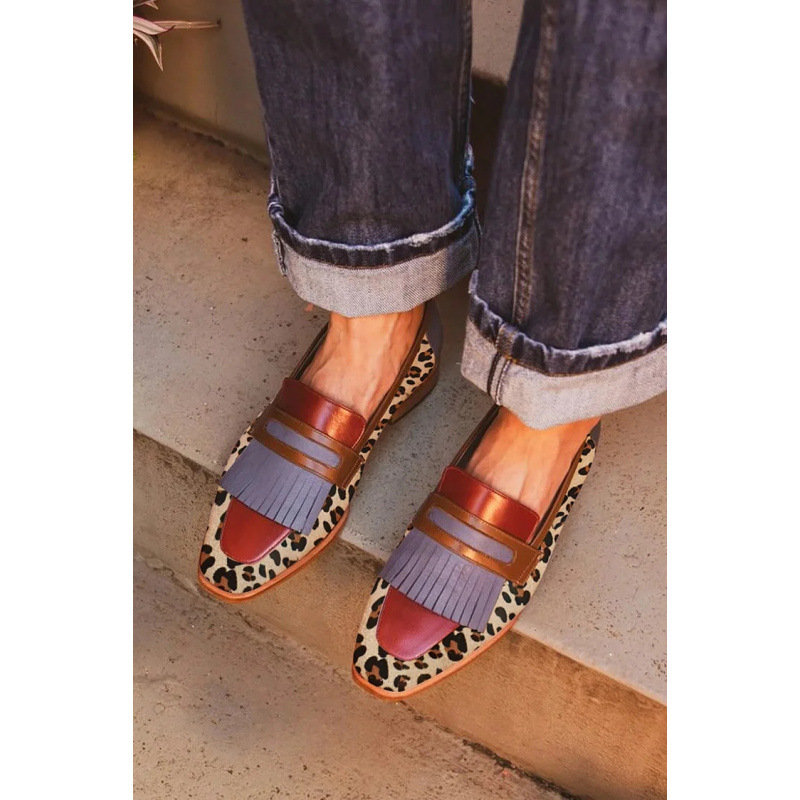 Women's Color Block Tassel Loafers, Retro Style Footwear, Suitable For Daily Street, Office, Party, Vacation, Unisex Unique Niche Shoes For Men And Women, Women Shoes