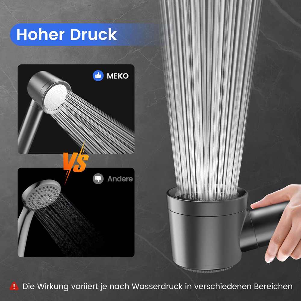 Wall-Mounted Shower Head with Filter and 3-Spray Modes