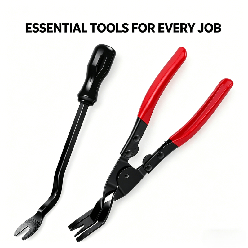 TEMU Interior Trim Removal Tool 2pcs Set, Labor- Clip Remover Pliers & Anti-scratch Pry Stick, Disassembly Tools For Car Dashboard, Door Trim,