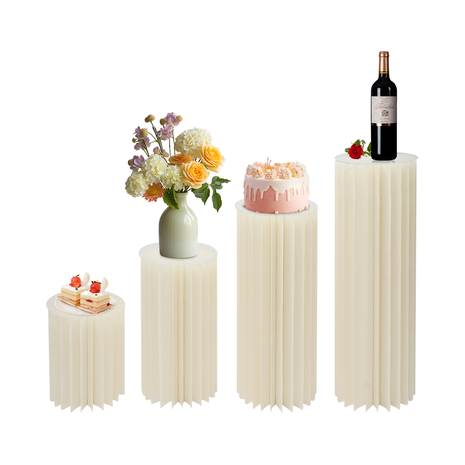 TEMU 4 piezas de soporte de flores cilíndricas, columnas de exhibición para mesa de postres con acrílica para decoración de jardín de de , altos de