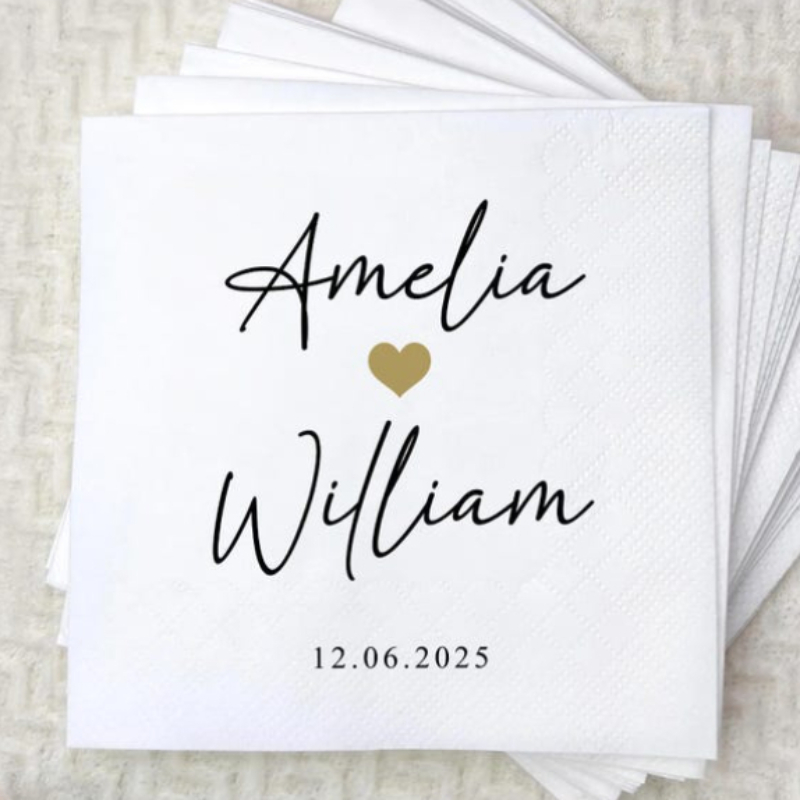 TEMU Personalized Wedding Napkins Custom With Names, Dates & Phrases - 2-ply Suitable For Weddings, Engagement Parties, Cocktail Napkins - Elegant