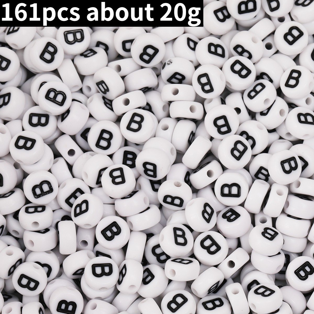 TEMU 161pcs About 20g Random 7mm Round Acrylic Letters Beads & Bead Assortment, Mini Acrylic Spacer Beads, Free , Black Letters Acrylic Beads For