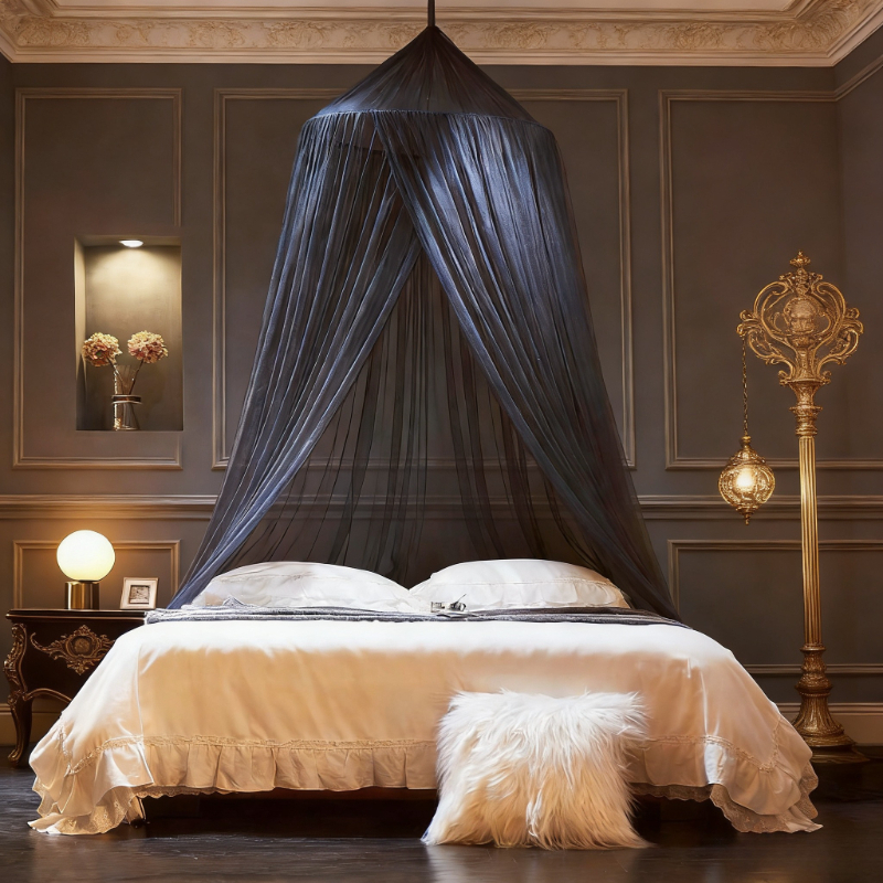 TEMU Dome Bed Curtain Canopy 1.5m- Bed Ceiling Floor Net Includes Self-adhesive Hooks