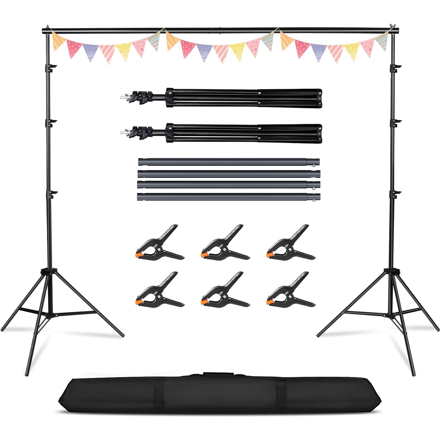 Universal Scene Decoration Background Support Rack With Matching Fixed Clips And Storage Bag, Foldable Portable Bracket For Indoor Outdoor Shooting Use