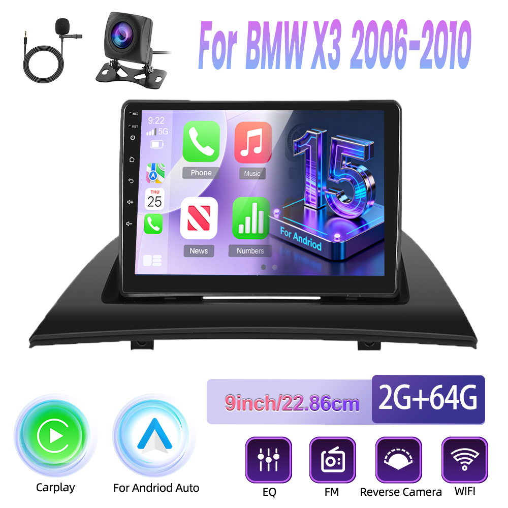 For X3 2006-2010 15 2g+64g Car Radio, Featuring Integrated Canbus And , 9-inch Touch Display, And Built-in Fm/rds, Bluetooth 5.0 + Reversing