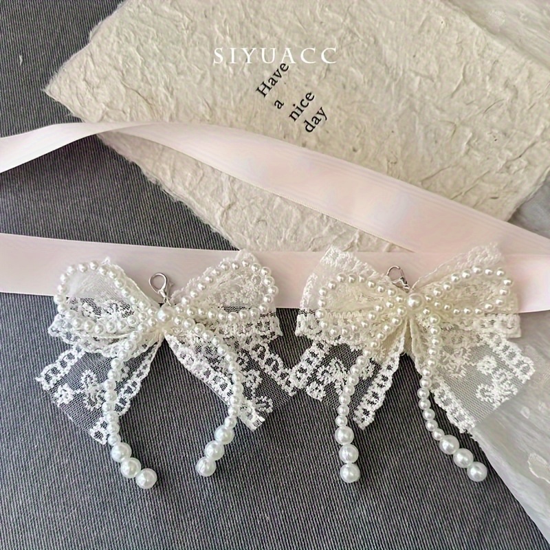 E-shop 2er-Set Elegante Schleifen-Schuhclips aus Spitze, schickes Accessoire für High Heels und Sneaker, perfektes Geschenk