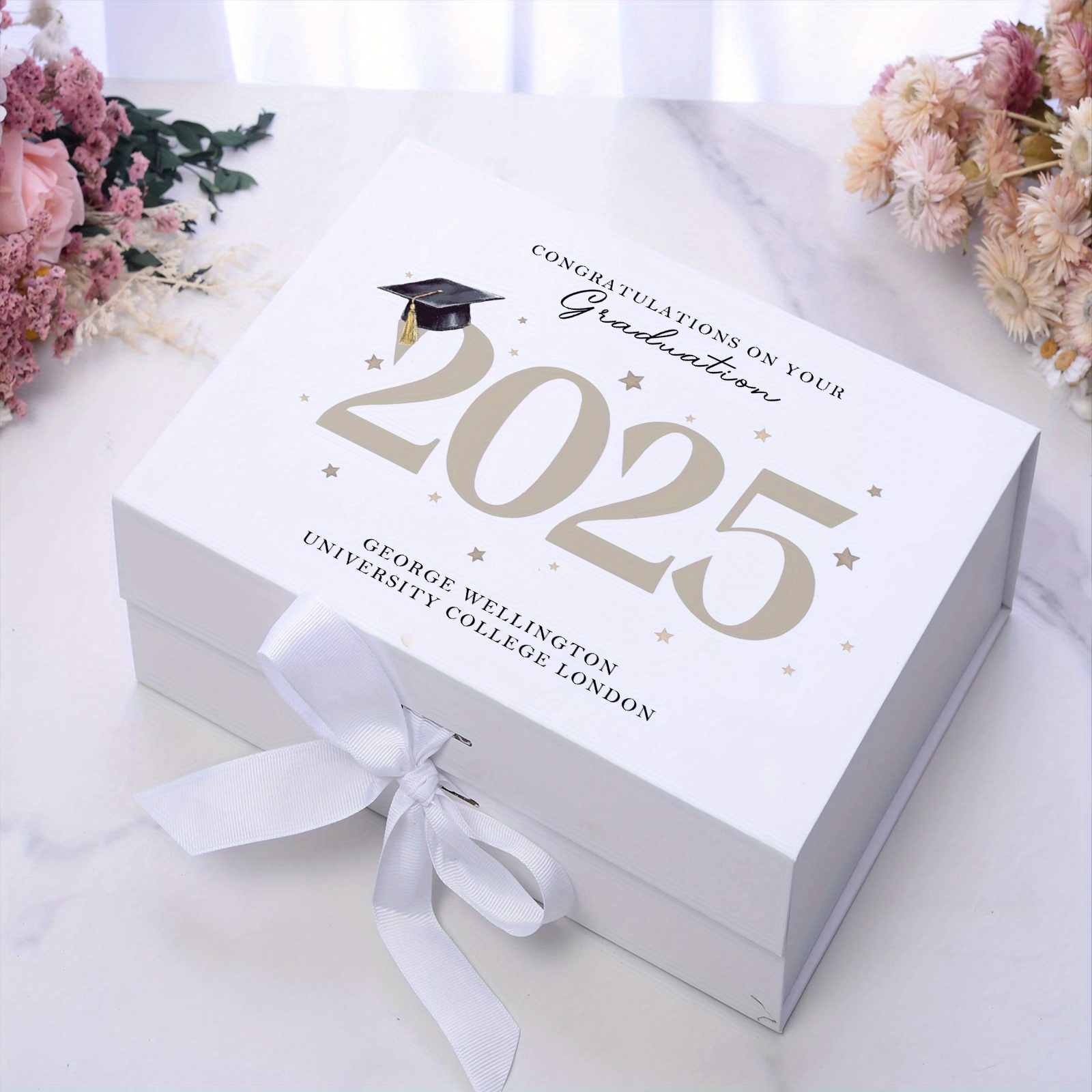 1pc Personalized Graduation Gift Box Custom Graduate Name Year  Sturdy Thick Paper box (Over Keepsake Presentation Box for  College,