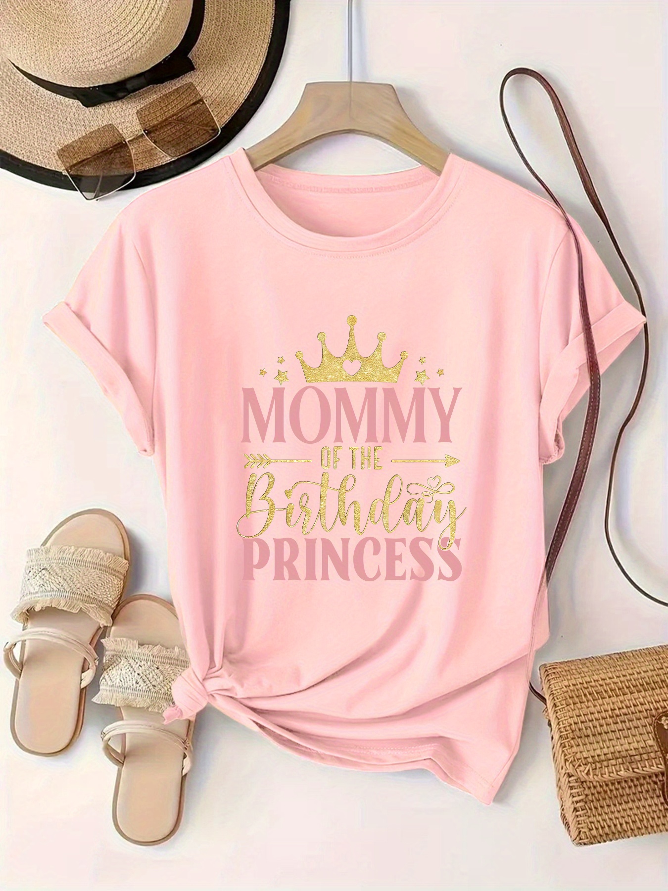 pink and   pattern printed womens casual fashion round neck short sleeve t shirt s   shirt