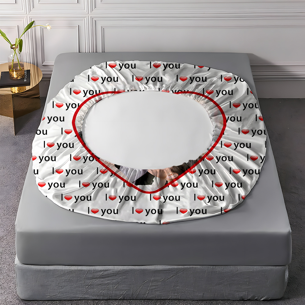 custom 3pcs i love you personalized printed bedding set couple fitted sheet set 1 fitted sheet 2 pillowcases   elegant   breathable light beige friendly bed linens in multiple sizes   decor with comfortable mattress protector Product details 4