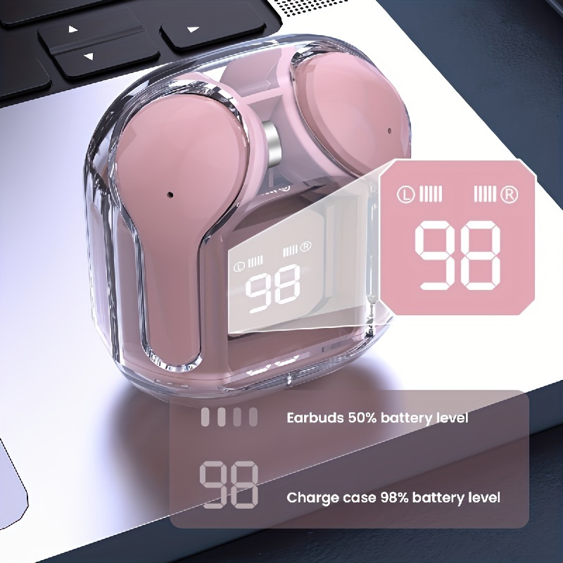 air31 auriculares deportivos inalámbricos para juegos, miniauriculares tws inalámbricos, estuche transparente,    , reducción de ruido,   voz, carga usb, temática de anime, para juego, uso adulto detalles 5