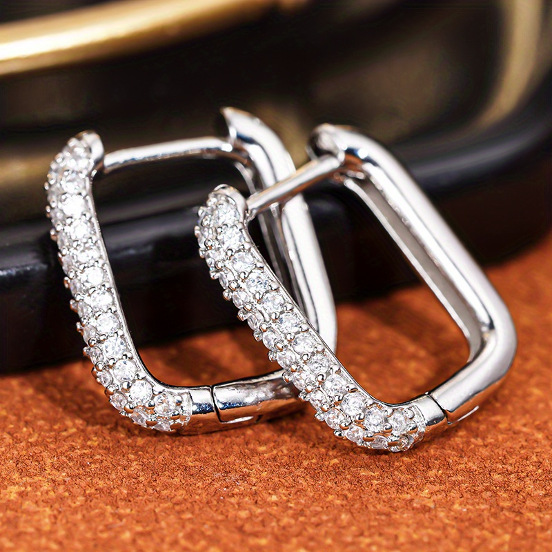 TEMU Orecchini a con micro pav矇 di zirconi cubici, delicati ed eleganti, per donne, da indossare , , casual, per , anelli , gioielli
