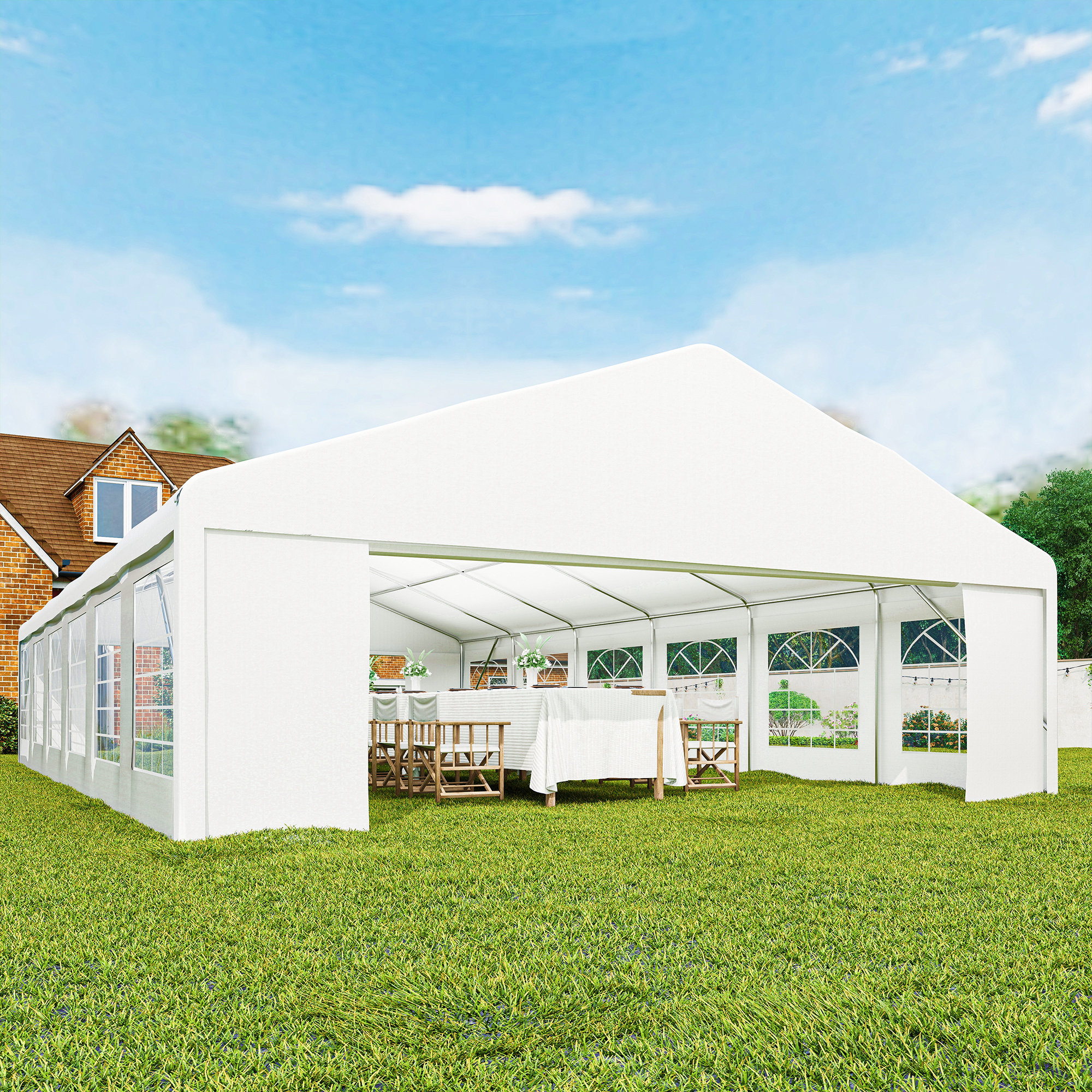 23 x 39 large outdoor carport canopy party tent with removable protective   windows white Product details 6