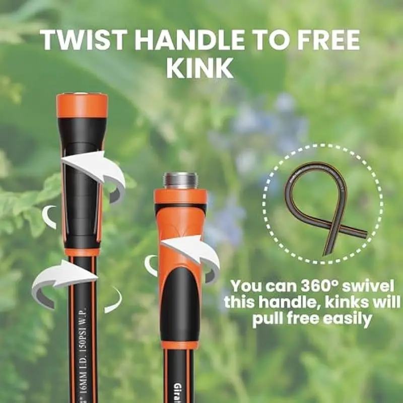 3ft x 5 8 short flexible water hose heavy duty lightweight 600 psi strength leak proof nickel fittings swivel handle all weather rubber polyester for outdoor yard garden lawn care male to female connectors quick connect hose fittings yard irrigation durable construction Product details 5