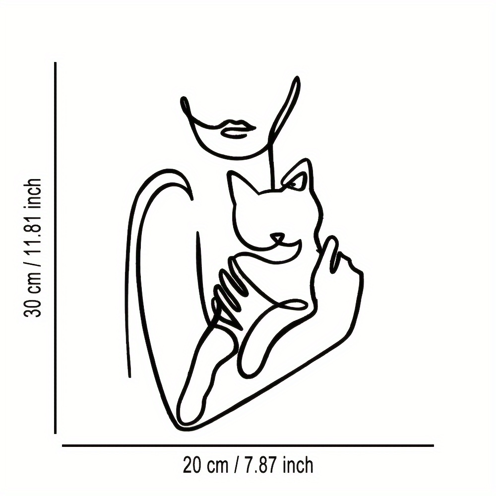 Image of 1pc Fine : Metal Plaque Featuring A Holding A Kitten, Elegant Minimalist Art Design For Christmas, Wall Decor Craft. Suitable For Office, Room, Bedroom, Patio, Kitchen, Courtyard Walls, Shop Hanging