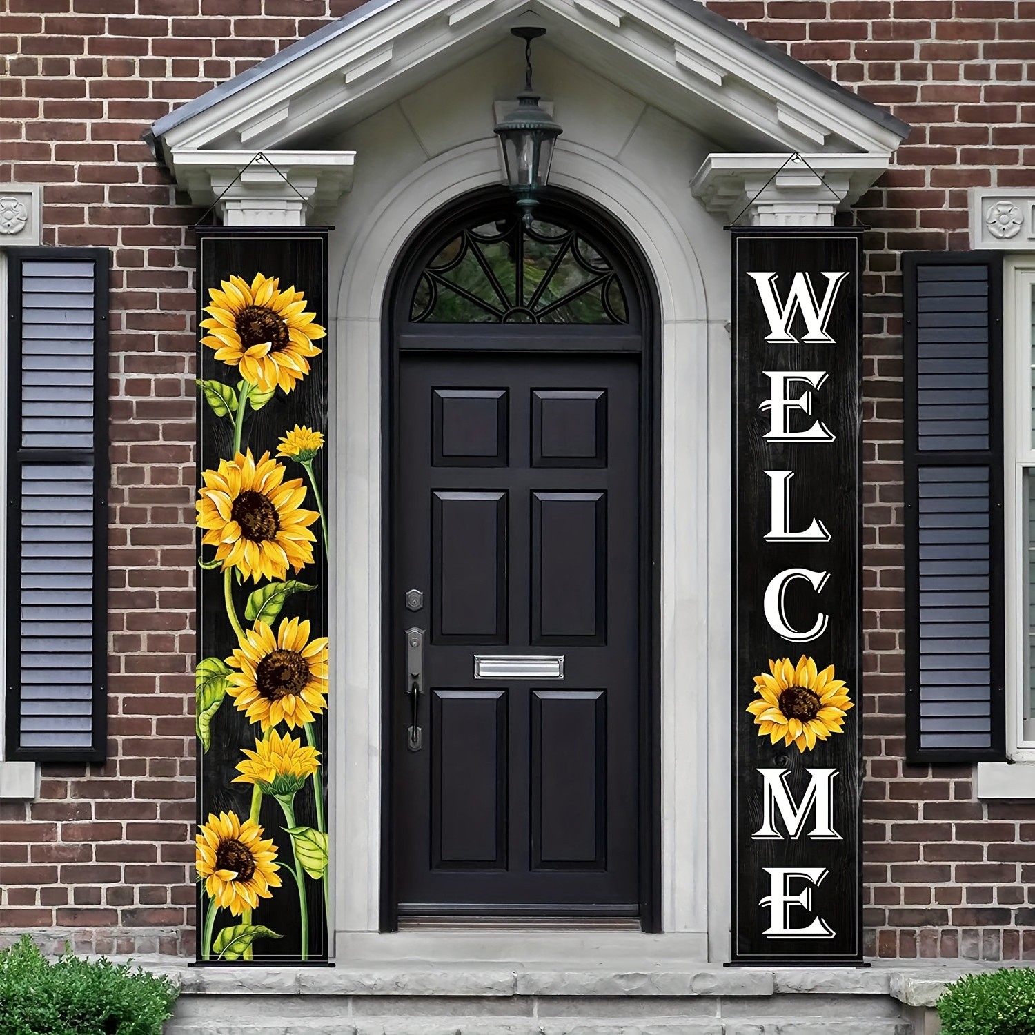 TEMU 2d Flat - 2d Door Banner 2d Flat - 2d Door Banner, 2pcs Sunflower Welcome Porch Banners - Rustic Summer Front Door Signs With Vibrant Sunflower