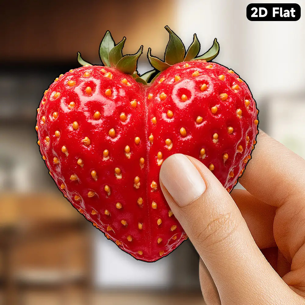 E-shop 1 Stück Erdbeer-Kühlschrankmagnet - 3,15 Zoll (6,7 cm) Acryl & Gummi Weiche Kühlschrankmagnete mit roter Erdbeere, grünen Blättern & goldenen