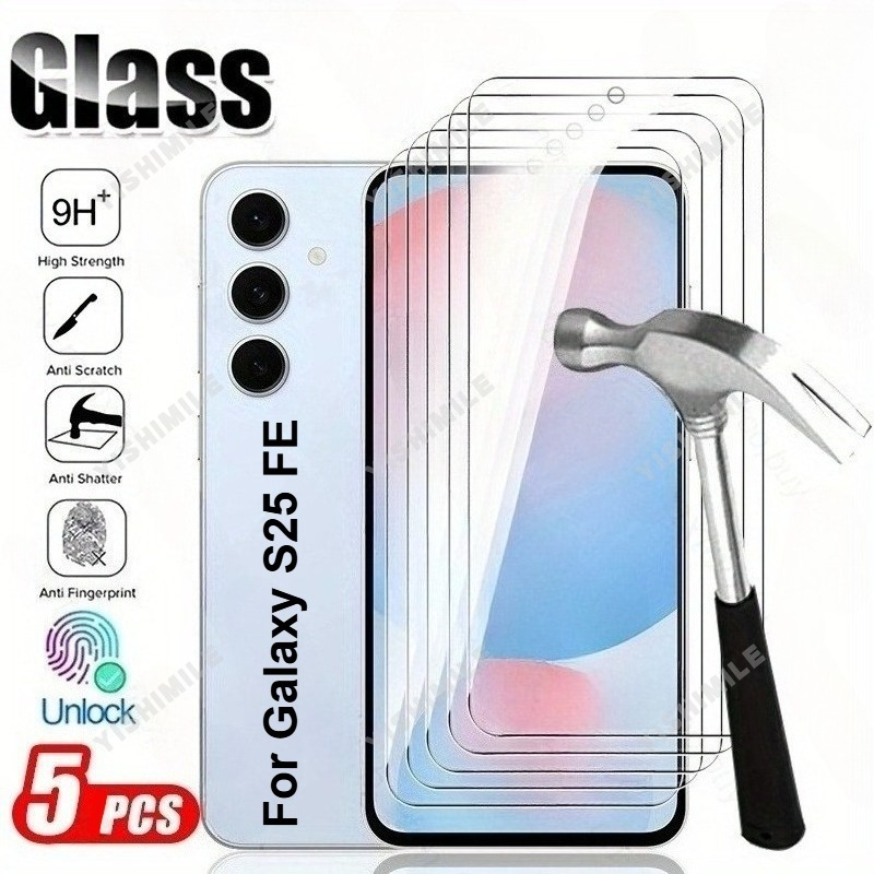 TEMU 5pcs Tempered Glass Screen Protector Suitable For For Galaxy S25 S25  S25u S25fe S25edge - Ultra Clear, Anti-scratch And Wear-resistant,