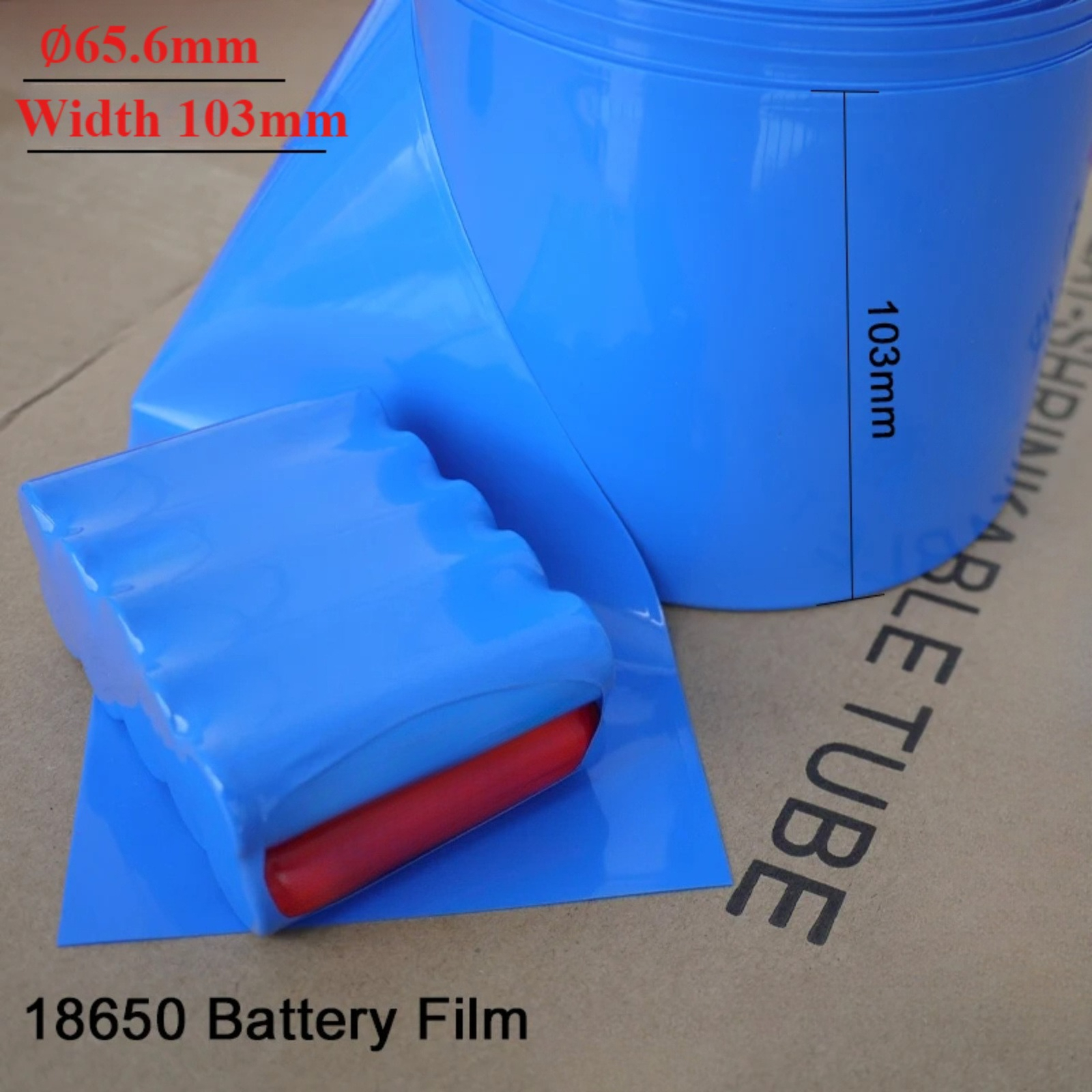 TEMU 1/3/5M/Pack per Alimentatore a Batteria 18650, Tubo Termorestringente Rivestito in PVC, Protezione Isolante Durevole, Blu, Larghezza 103 mm