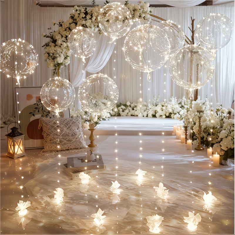 12pcs 24pcs 6 12 balloons 6 12 string lights bobo balloons with led lights transparent luminous   for wedding birthday decorations party supplies suitable for weddings engagements christmas