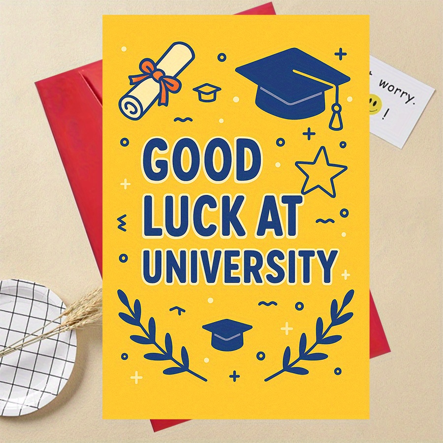 TEMU 1pc Funny Giftsgood Luck At University Greeting Card Perfect For Or Graduates Celebrating New Academic And University Success Wishes