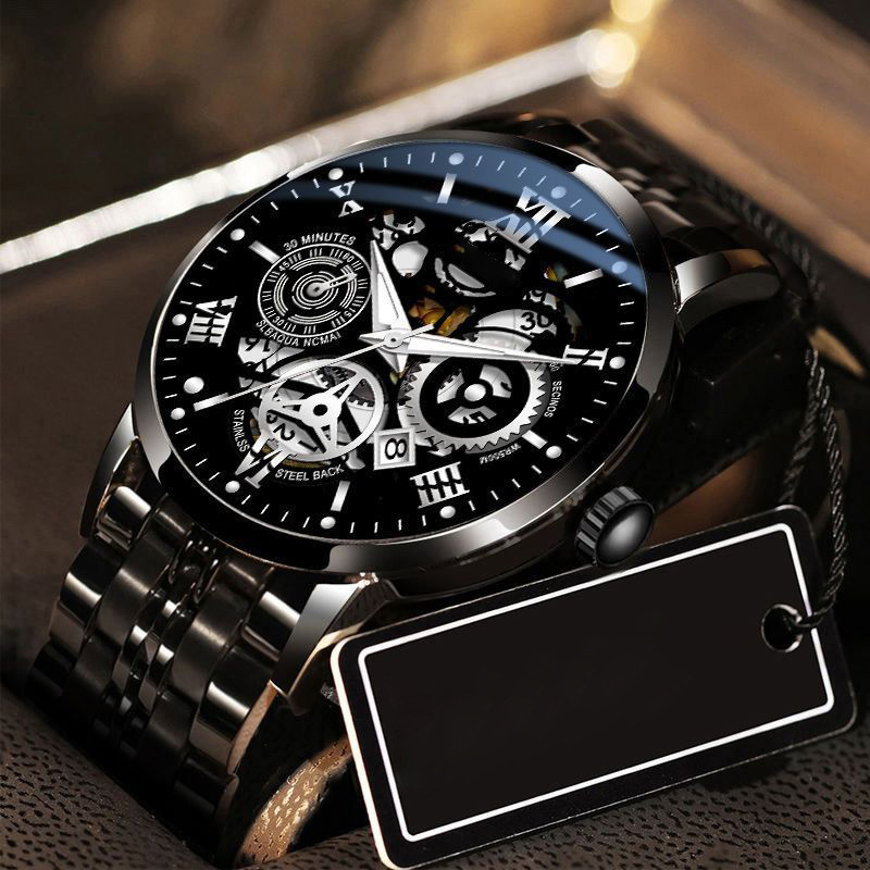 TEMU Men's Luxury Watch Movement With Luminous Hands & Date Display - Stainless & Band Elegant Watch Suitable For Business, Professional, Casual