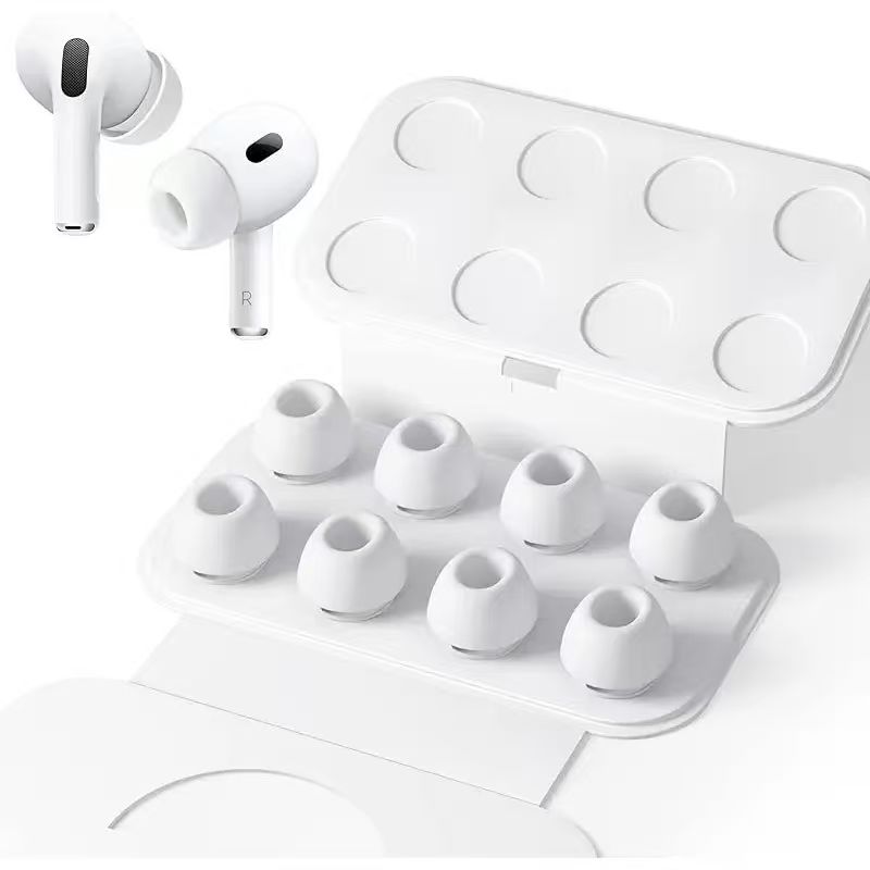 TEMU Ear Tips For Airpods Pro/pro 2, 4-pair Set, No Noise-isolating Holes, Easy To Carry And Replace, Non-slip Soft, Replacement Ear Tips For Airpods