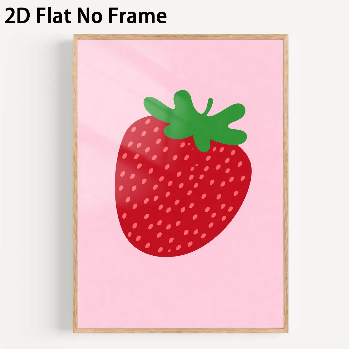 TEMU 2d Flat, 2d Flat, 1pc 2d Flat Prints Featuring Strawberry Artwork In A Cartoon Style, Suitable For Wall Decoration. Unframed Canvas Art Pieces